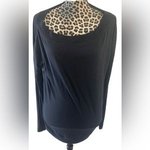 Athleta Top Blouse Size M Black Long Sleeve 97% Modal Stretch